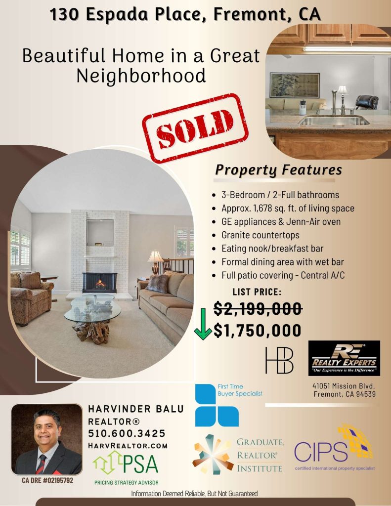 130 Espada Place Fremont - HarvRealtor Harv Balu