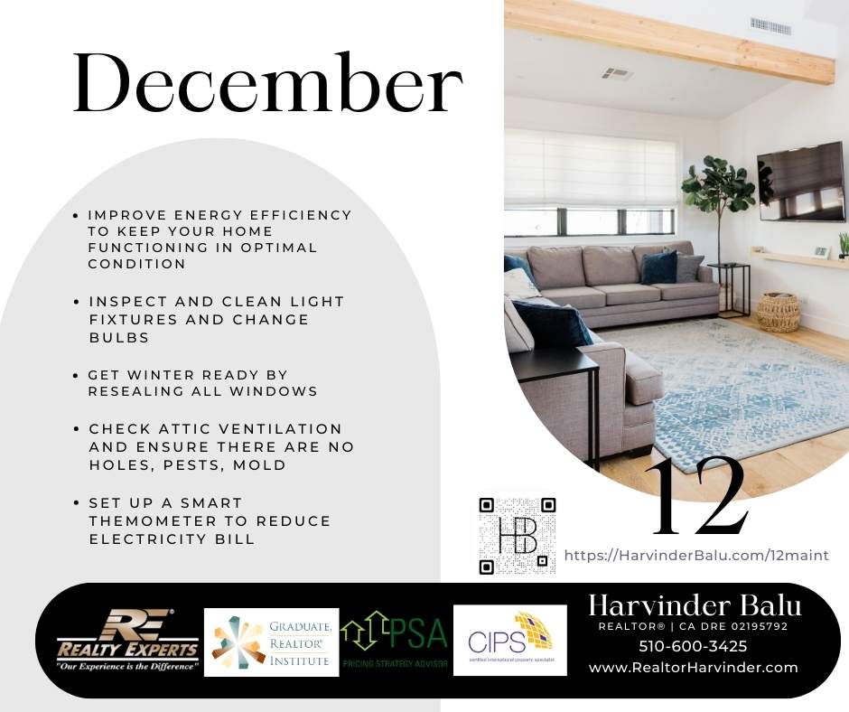 December 2024- blog - Posts - Monthly Maintenance-Attic Ventilation-HarvinderBalu-RealtorHarvinder-Real Estate-Agent-Local-Fremont