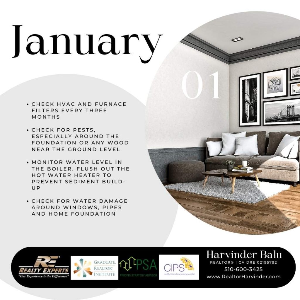 January - Home Maintenance-Realtor Harvinder- Harvinder Balu - real estate