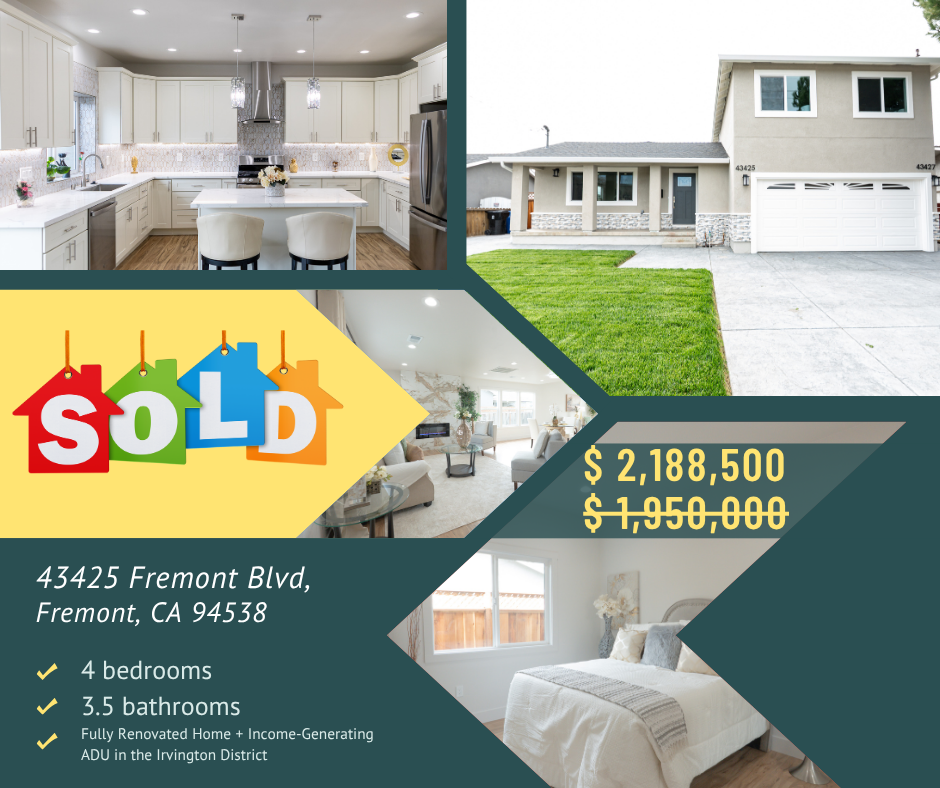 Sold 43425 Fremont Blvd, Harv Balu, HarvRealtor, Realty Experts