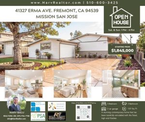 41327 Erma Ave. Fremont-Harvinder - Harv Balu - HarvRealtor - open house