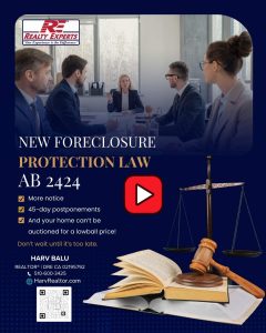 2025 Foreclosure Law AB2424 - Harv Balu - HarvRealtor, Fremont, Bay Area, Milpitas
