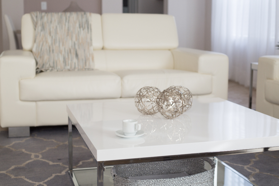 Bright staged living room prepared for sale