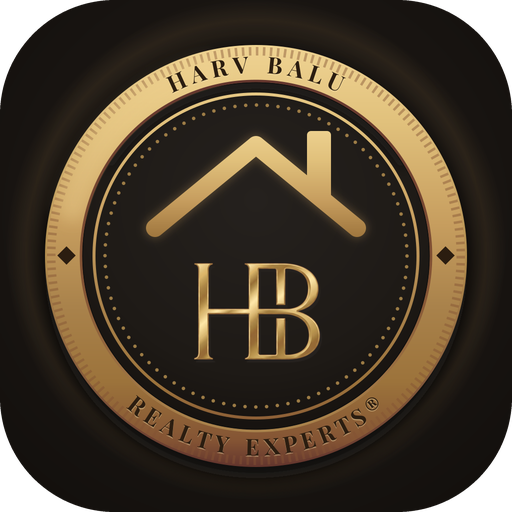 HarvRealtor app icon: a gold coin with a roofline over the HB monogram